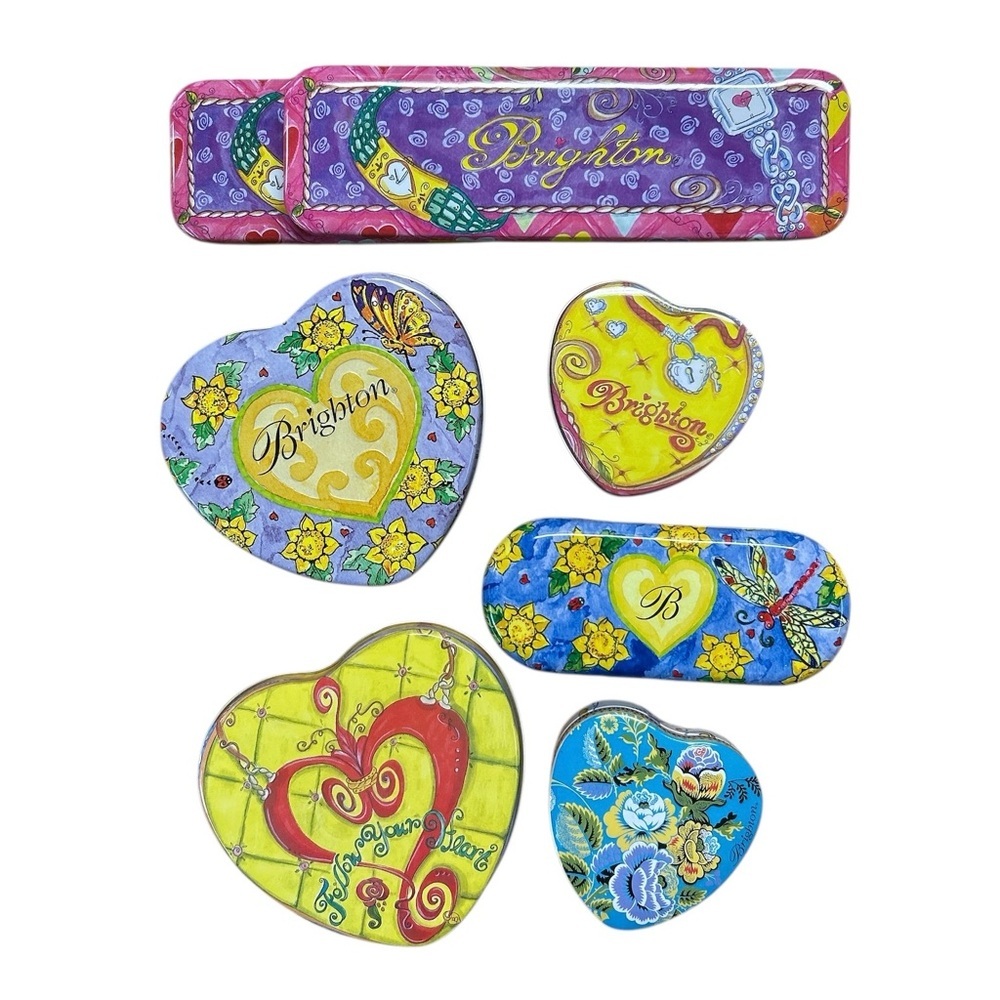 Brighton Tins Colorful Heart Floral Set lot of 7